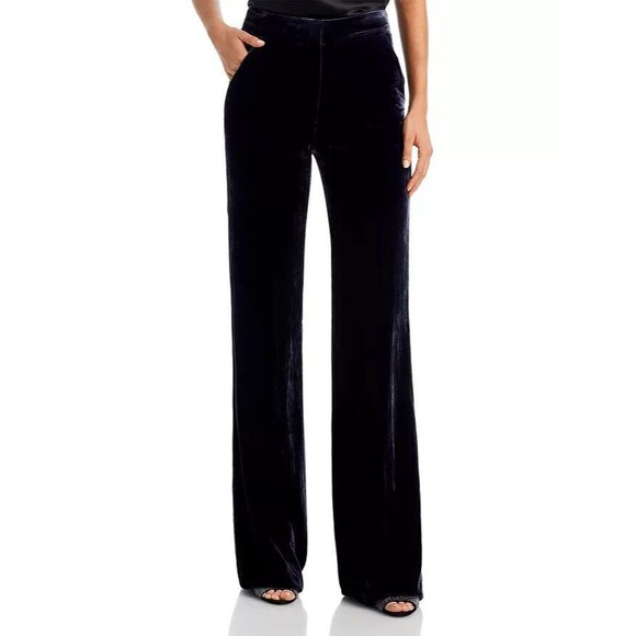 VERONICA BEARD Lebone Velvet Pants Women's Navy Rayon Wide-Leg Size 6 NWT $478 - Picture 1 of 15